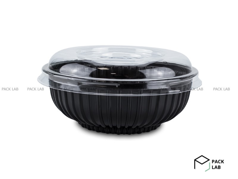 Упаковка салатник пс-210дч (чорна) з кришкою 700 мл