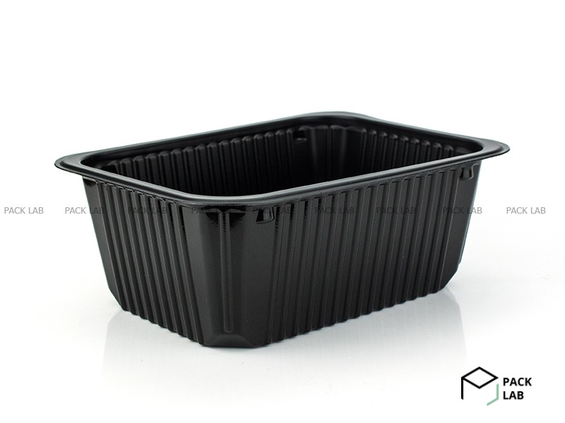 Container PP 118-1000 black bottom with lid 187*137*70 mm