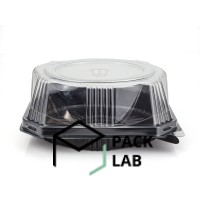 Square cake container black with transparent lid