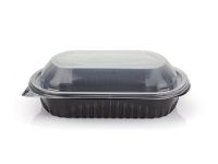 Container Lunch box oval black for 1 section with a transparent lid