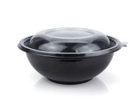Salad bowl round black 1000 ml with lid