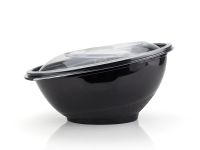 Oval black beveled salad bowl 1000 ml