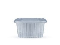 Square PET container with lid, 375 ml