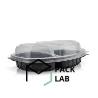 LUNCH BOX 2 SECTIONS 965 ML BLACK+TRANSPARENT COVER 257*202*37 мм