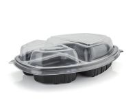 LUNCH BOX 3 SECTIONS 920 ML BLACK+TRANSPARENT COVER 257*202*37 мм