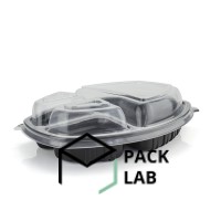 LUNCH BOX 3 SECTIONS 920 ML BLACK+TRANSPARENT COVER 257*202*37 мм