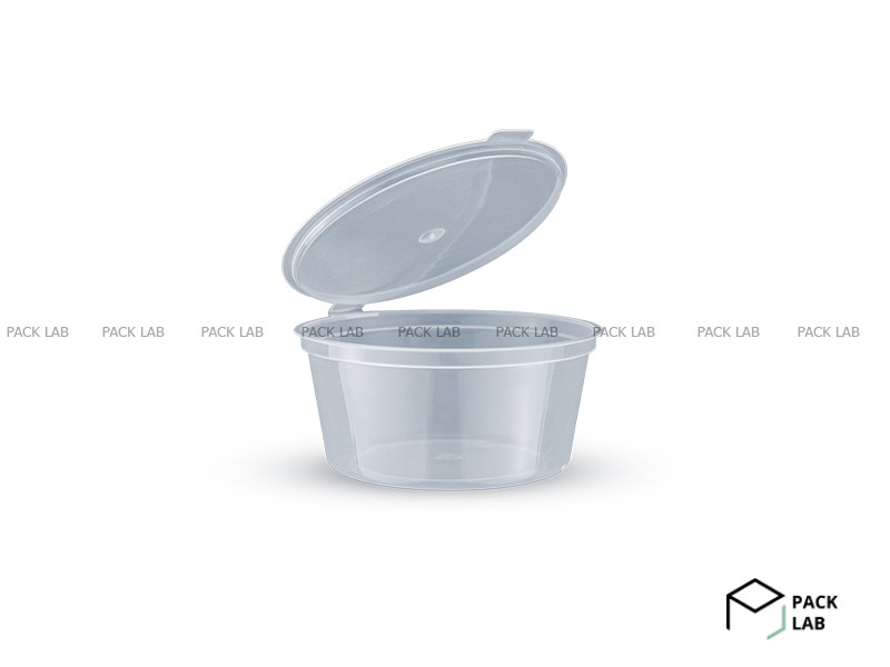 Sauceboat round transparent with lid 45 ml