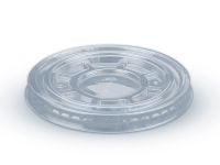 Flat PET lid for cup d 95 mm with hole