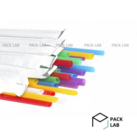 Fresh straw colored in individual packaging