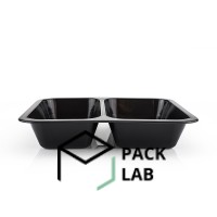 Lunch box T-2 two-section black 1600 ml 227*178*40 mm