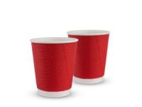 Paper cup white corrugated F-wave horizontal "Red" 270 ml