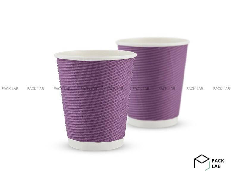 Paper cup white corrugated F-wave horizontal "Lavender" 270 ml