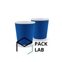 Paper cup white corrugated F-wave horizontal "Blue" 270 ml