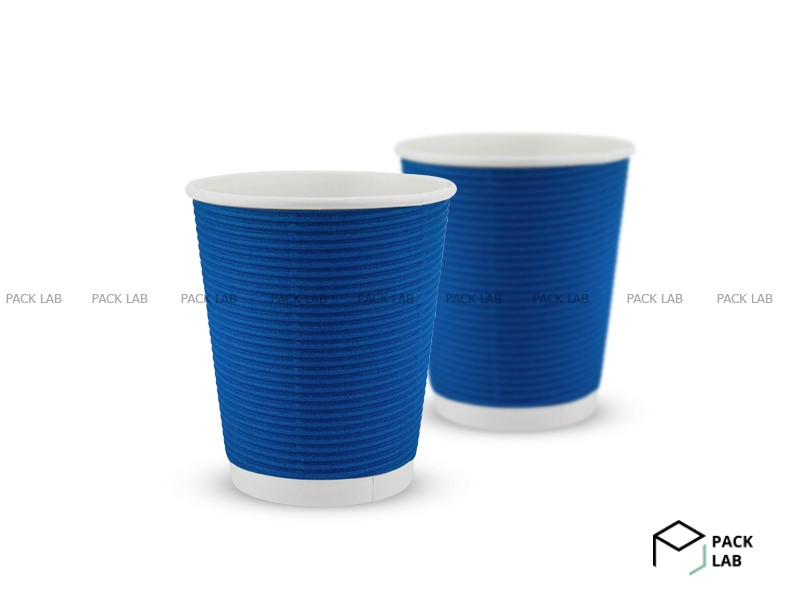 Paper cup white corrugated F-wave horizontal "Blue" 270 ml