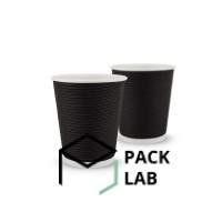 Paper cup white corrugated F-wave horizontal "Black" 270 ml