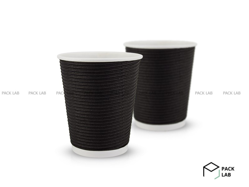Paper cup white corrugated F-wave horizontal "Black" 270 ml