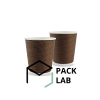 Paper cup white corrugated F-wave horizontal "Brown" 180 ml