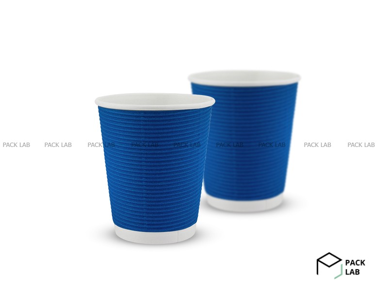 Paper cup white corrugated F-wave horizontal "Blue" 180 ml