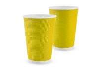Paper cup white corrugated F-wave horizontal "Yellow" 340 ml