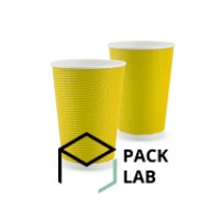 Paper cup white corrugated F-wave horizontal "Yellow" 340 ml