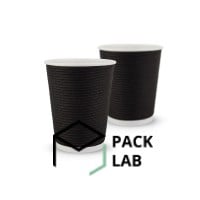 Paper cup white corrugated F-wave horizontal "Black" 340 ml