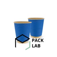 Paper cup kraft corrugated F-wave horizontal "Blue" 180 ml
