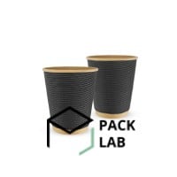Paper cup kraft corrugated F-wave horizontal "Black" 180 ml