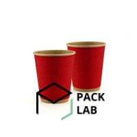 Paper cup kraft corrugated F-wave horizontal "Red" 180 ml Paper cup kraft corrugated F-wave horizontal "Red" 180 ml