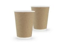 Paper cup white corrugated F-wave horizontal "Brown" 340 ml