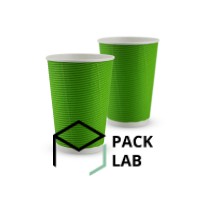 Paper cup white corrugated F-wave horizontal "Green" 340 ml