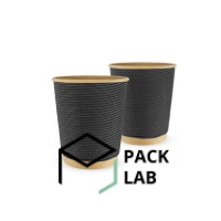 Paper cup kraft corrugated F-wave horizontal "Black" 270 ml