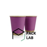 Paper cup kraft corrugated F-wave horizontal "Lavender" 270 ml