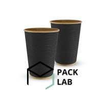 Paper cup kraft corrugated F-wave horizontal "Black" 340 ml