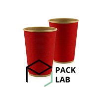 Paper cup kraft corrugated F-wave horizontal "Red" 340 ml