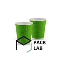 Paper cup white corrugated F-wave horizontal "Green" 180 ml