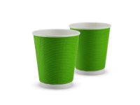 Paper cup white corrugated F-wave horizontal "Green" 270 ml