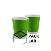 Paper cup white corrugated F-wave horizontal "Green" 270 ml