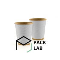 Paper cup kraft corrugated F-wave horizontal "White" 180 ml