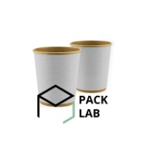 Paper cup kraft corrugated F-wave horizontal "White" 270 ml