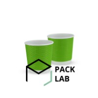 Paper cup white corrugated F-wave horizontal "Green" 110 ml