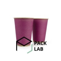 Paper cup kraft corrugated F-wave horizontal "Lavender" 340 ml
