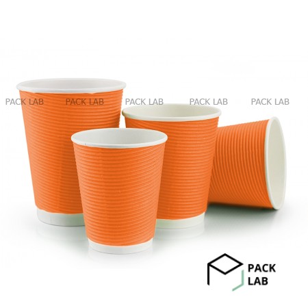 Paper cup white corrugated F-wave horizontal "Orange" 270 ml