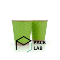 Paper cup kraft corrugated F-wave horizontal "Green" 270 ml