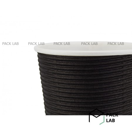 Paper cup white corrugated F-wave horizontal "Black" 440 ml