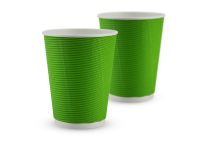 Paper cup white corrugated F-wave horizontal "Green" 440 ml