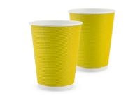 Paper cup white corrugated F-wave horizontal "Yellow" 440 ml