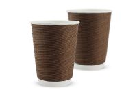 Paper cup white corrugated F-wave horizontal "Brown" 440 ml