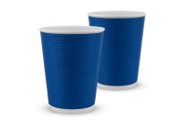 Paper cup white corrugated F-wave horizontal "Blue" 440 ml
