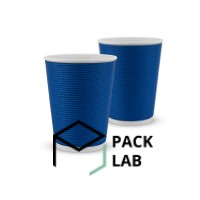 Paper cup white corrugated F-wave horizontal "Blue" 440 ml
