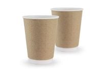 Paper cup white corrugated F-wave horizontal "Brown" 440 ml
